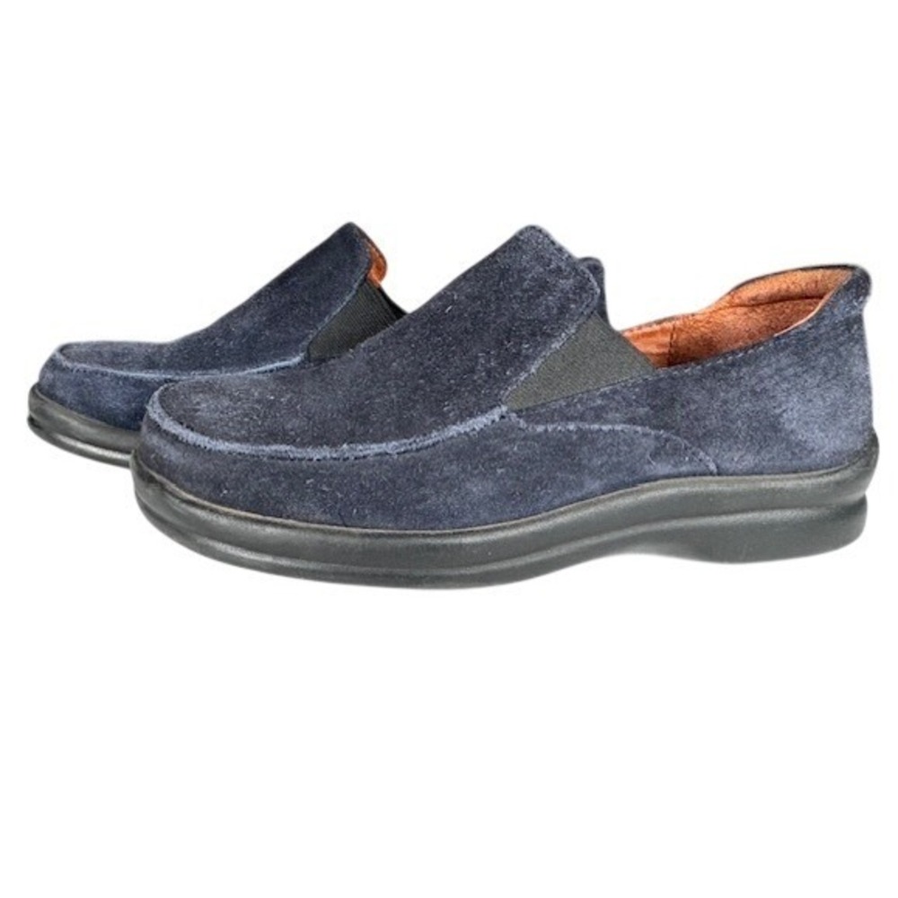 Birkenstock Slip On Shoes Women Navy Suede Comfort Loafers Size 38 / 7.5 - Picture 2 of 14